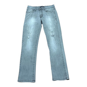 For Him London Jeans Mens 30x32 Light Wash Distressed Straight Leg Denim Pants